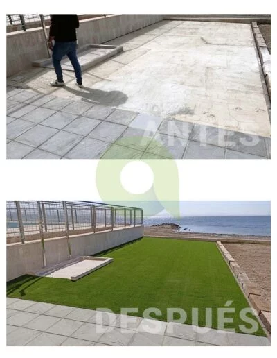césped artificial piscinas, jardín, terraza